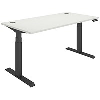 Polaris Dual Motor Sit-Stand Desk, Black Leg, 1600mm, White Top