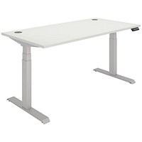 Polaris Dual Motor Sit-Stand Desk, Silver Leg, 1600mm, White Top