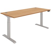 Polaris Dual Motor Sit-Stand Desk, Silver Leg, 1800mm, Beech Top