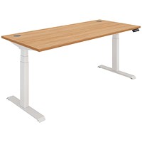 Polaris Dual Motor Sit-Stand Desk, White Leg, 1800mm, Beech Top