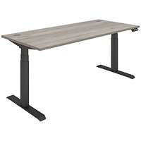 Polaris Dual Motor Sit-Stand Desk, Black Leg, 1800mm, Grey Oak Top