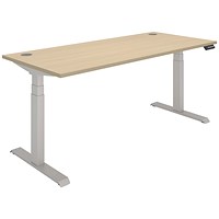 Polaris Dual Motor Sit-Stand Desk, Silver Leg, 1800mm, Oak Top