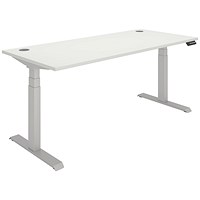 Polaris Dual Motor Sit-Stand Desk, Silver Leg, 1800mm, White Top