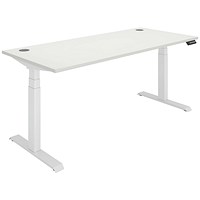 Polaris Dual Motor Sit-Stand Desk, White Leg, 1800mm, White Top