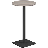 Jemini Origin Round Table, 600mm Wide, 1145mm High, Black Leg, Grey Oak