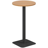 Jemini Origin Round Table, 600mm Wide, 1145mm High, Black Leg, Oak