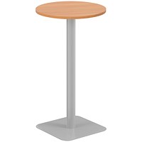 Jemini Origin Round Table, 600mm Wide, 1145mm High, Silver Leg, Beech