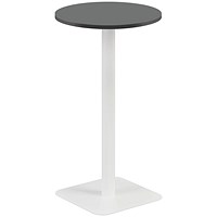 Jemini Origin Round Table, 600mm Wide, 1145mm High, White Leg, Black Jemini Origin Round Table, 600mm Wide, 1145mm High, White Leg, Black