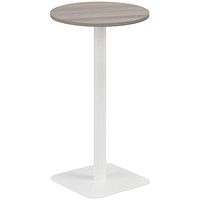 Jemini Origin Round Table, 600mm Wide, 1145mm High, White Leg, Grey Oak Jemini Origin Round Table, 600mm Wide, 1145mm High, White Leg, Grey Oak