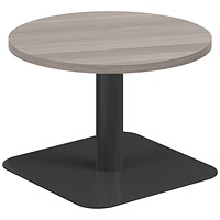 Jemini Origin Round Table, 600mm Wide, 430mm High, Black Leg, Grey Oak
