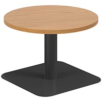 Jemini Origin Round Table, 600mm Wide, 430mm High, Black Leg, Oak