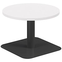 Jemini Origin Round Table, 600mm Wide, 430mm High, Black Leg, White