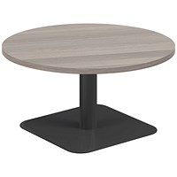 Jemini Origin Round Table, 800mm Wide, 430mm High, Black Leg, Grey Oak