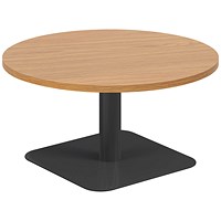 Jemini Origin Round Table, 800mm Wide, 430mm High, Black Leg, Oak