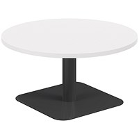 Jemini Origin Round Table, 800mm Wide, 430mm High, Black Leg, White