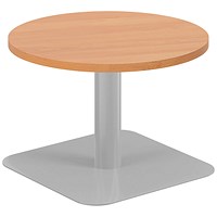 Jemini Origin Round Table, 600mm Wide, 430mm High, Silver Leg, Beech