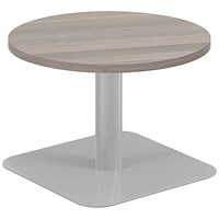 Jemini Origin Round Table, 600mm Wide, 430mm High, Silver Leg, Grey Oak Jemini Origin Round Table, 600mm Wide, 430mm High, Silver Leg, Grey Oak