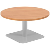 Jemini Origin Round Table, 800mm Wide, 430mm High, Silver Leg, Beech