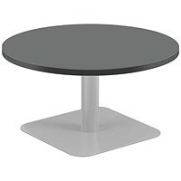 Jemini Origin Round Table, 800mm Wide, 430mm High, Silver Leg, Black