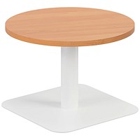 Jemini Origin Round Table, 600mm Wide, 430mm High, White Leg, Beech Jemini Origin Round Table, 600mm Wide, 430mm High, White Leg, Beech