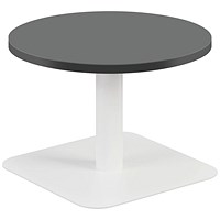 Jemini Origin Round Table, 600mm Wide, 430mm High, White Leg, Black