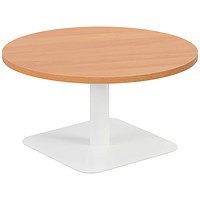 Jemini Origin Round Table, 800mm Wide, 430mm High, White Leg, Beech Jemini Origin Round Table, 800mm Wide, 430mm High, White Leg, Beech