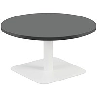 Jemini Origin Round Table, 800mm Wide, 430mm High, White Leg, Black