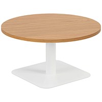 Jemini Origin Round Table, 800mm Wide, 430mm High, White Leg, Oak