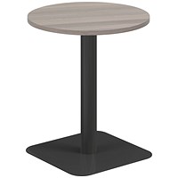 Jemini Origin Round Table, 600mm Wide, 725mm High, Black Leg, Grey Oak