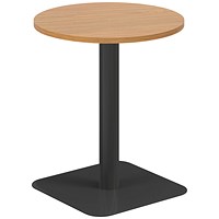 Jemini Origin Round Table, 600mm Wide, 725mm High, Black Leg, Oak