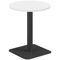 Jemini Origin Round Table, 600mm Wide, 725mm High, Black Leg, White
