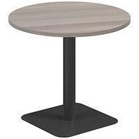 Jemini Origin Round Table, 800mm Wide, 725mm High, Black Leg, Grey Oak