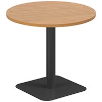 Jemini Origin Round Table, 800mm Wide, 725mm High, Black Leg, Oak