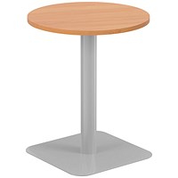 Jemini Origin Round Table, 600mm Wide, 725mm High, Silver Leg, Beech