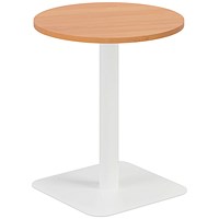 Jemini Origin Round Table, 600mm Wide, 725mm High, White Leg, Beech