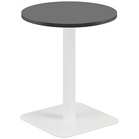 Jemini Origin Round Table, 600mm Wide, 725mm High, White Leg, Black