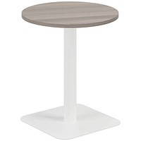 Jemini Origin Round Table, 600mm Wide, 725mm High, White Leg, Grey Oak