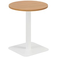 Jemini Origin Round Table, 600mm Wide, 725mm High, White Leg, Oak