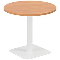 Jemini Origin Round Table, 800mm Wide, 725mm High, White Leg, Beech