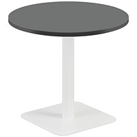 Jemini Origin Round Table, 800mm Wide, 725mm High, White Leg, Black