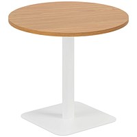 Jemini Origin Round Table, 800mm Wide, 725mm High, White Leg, Oak