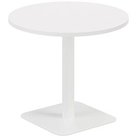Jemini Origin Round Table, 800mm Wide, 725mm High, White Leg, White