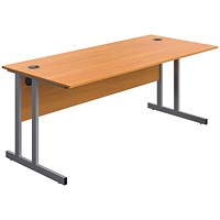 Serrion 1800mm Rectangular Desk, Silver Double Cantilever Legs, Beech