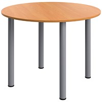 Serrion Pole Leg Round Meeting Table, 1000mm Wide, Beech