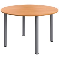Serrion Pole Leg Round Meeting Table, 1200mm Wide, Beech