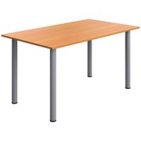 Serrion Pole Leg Rectangular Table, 1400x800mm, Beech