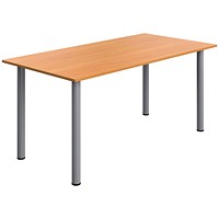Serrion Pole Leg Rectangular Table, 1600x800mm, Beech