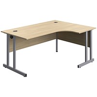 Serrion 1600mm Corner Desk, Right Hand, Silver Cantilever Legs, Oak