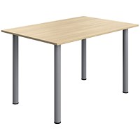 Serrion Pole Leg Rectangular Table, 1200x800mm, Oak