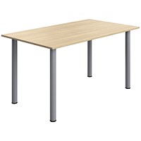 Serrion Pole Leg Rectangular Table, 1400x800mm, Oak